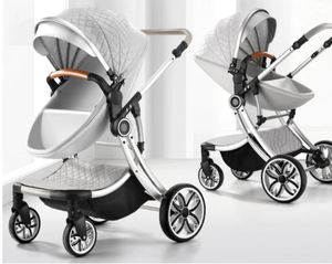 Infant baby stroller newborn 3 in 1 combo, Bassinet, toddler, Leather