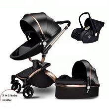 Load image into Gallery viewer, Baby stroller 3 In 1 luxury leather , bassinet, carriage, pram, toddler travel system.