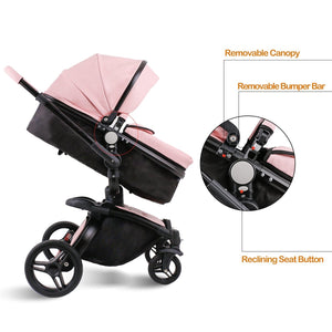 Baby Stroller Bassinet Carriage Combo 360 Rotation 2 in 1 Luxury for Newborn and Toddler